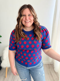 Strawberry Short Sleeve Sweater Top