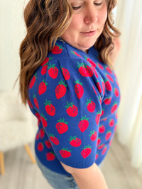 Strawberry Short Sleeve Sweater Top