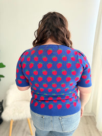 Strawberry Short Sleeve Sweater Top