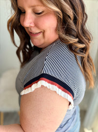 Navy Striped Ribbed Sleeveless Top