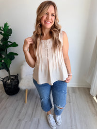 Soft Meadow Pleated Sleeveless Top