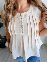 Soft Meadow Pleated Sleeveless Top