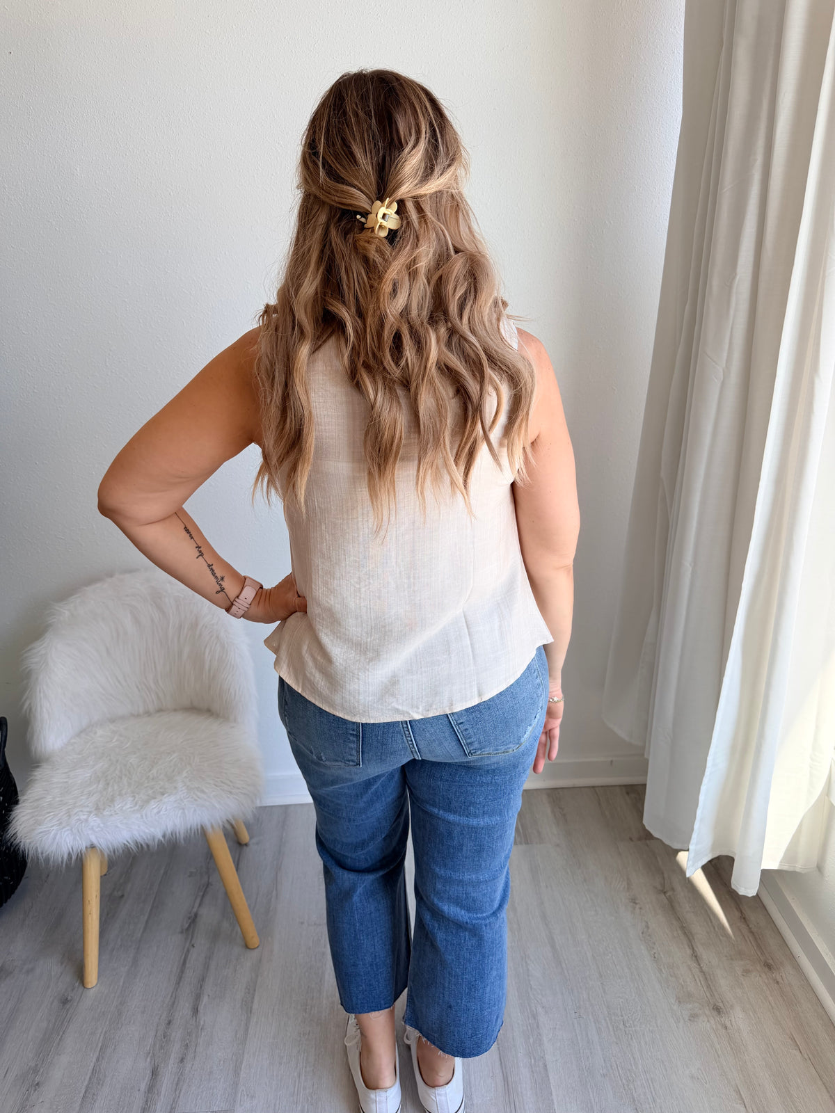 Soft Meadow Pleated Sleeveless Top