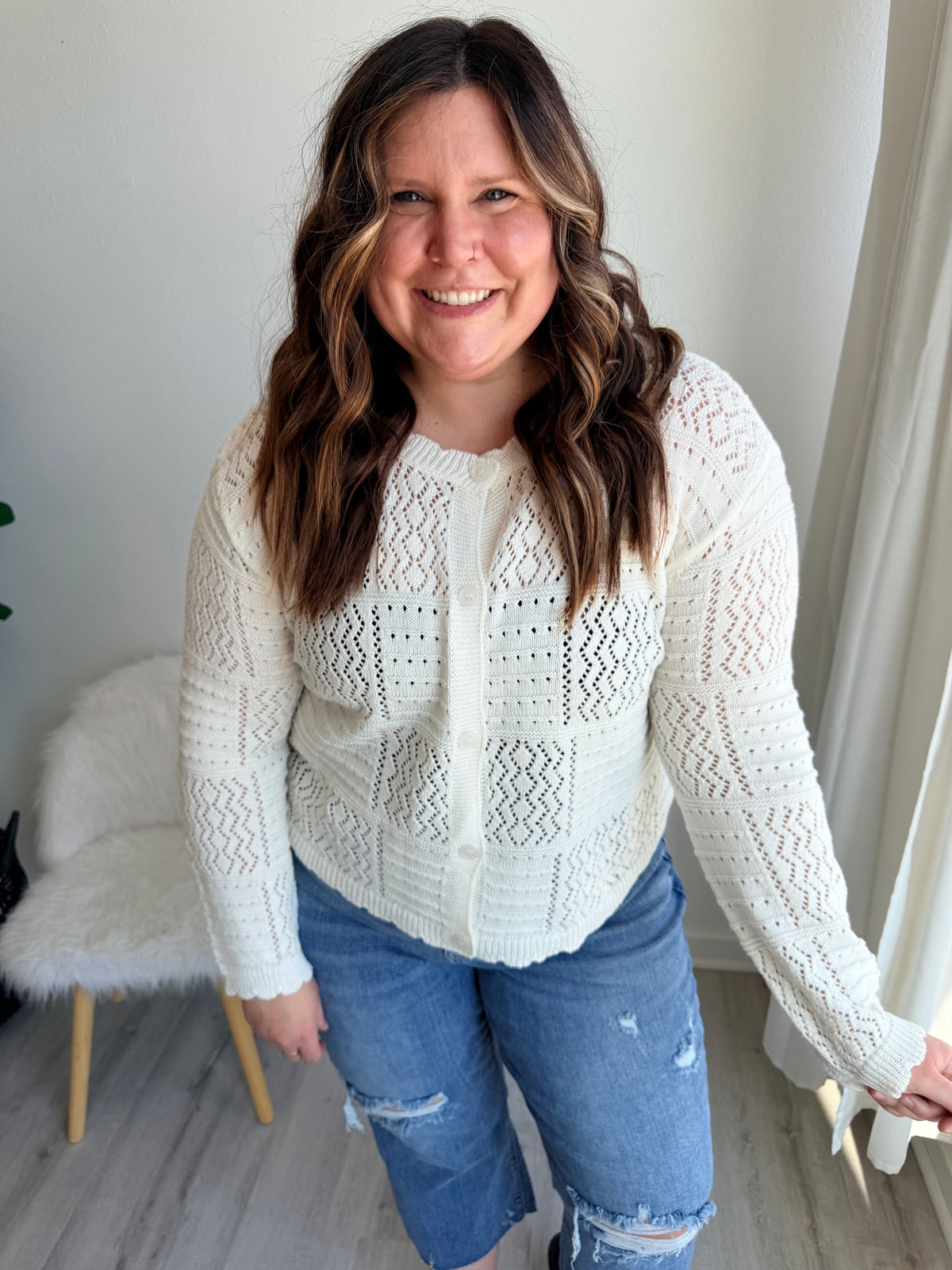 Textured Ivory Cardigan