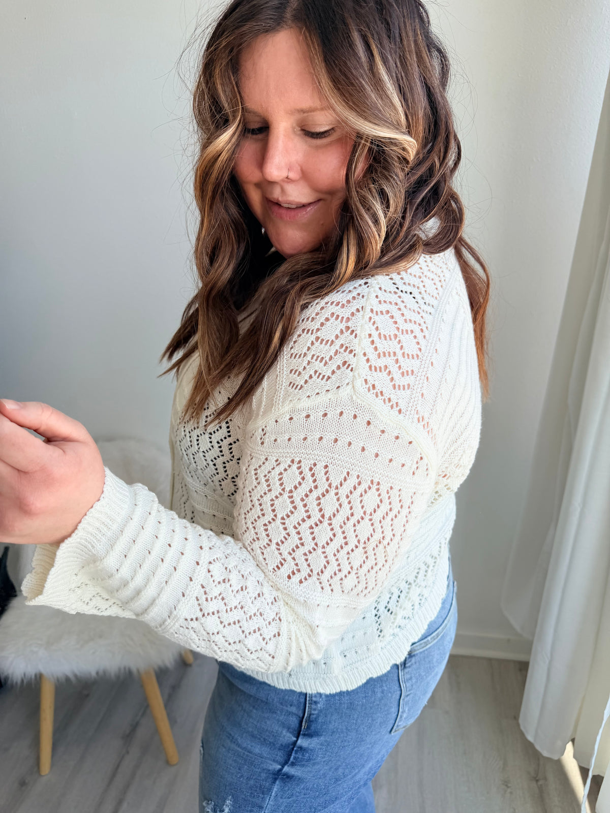 Textured Ivory Cardigan