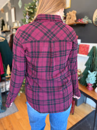 Maroon & Black Plaid Button Up
