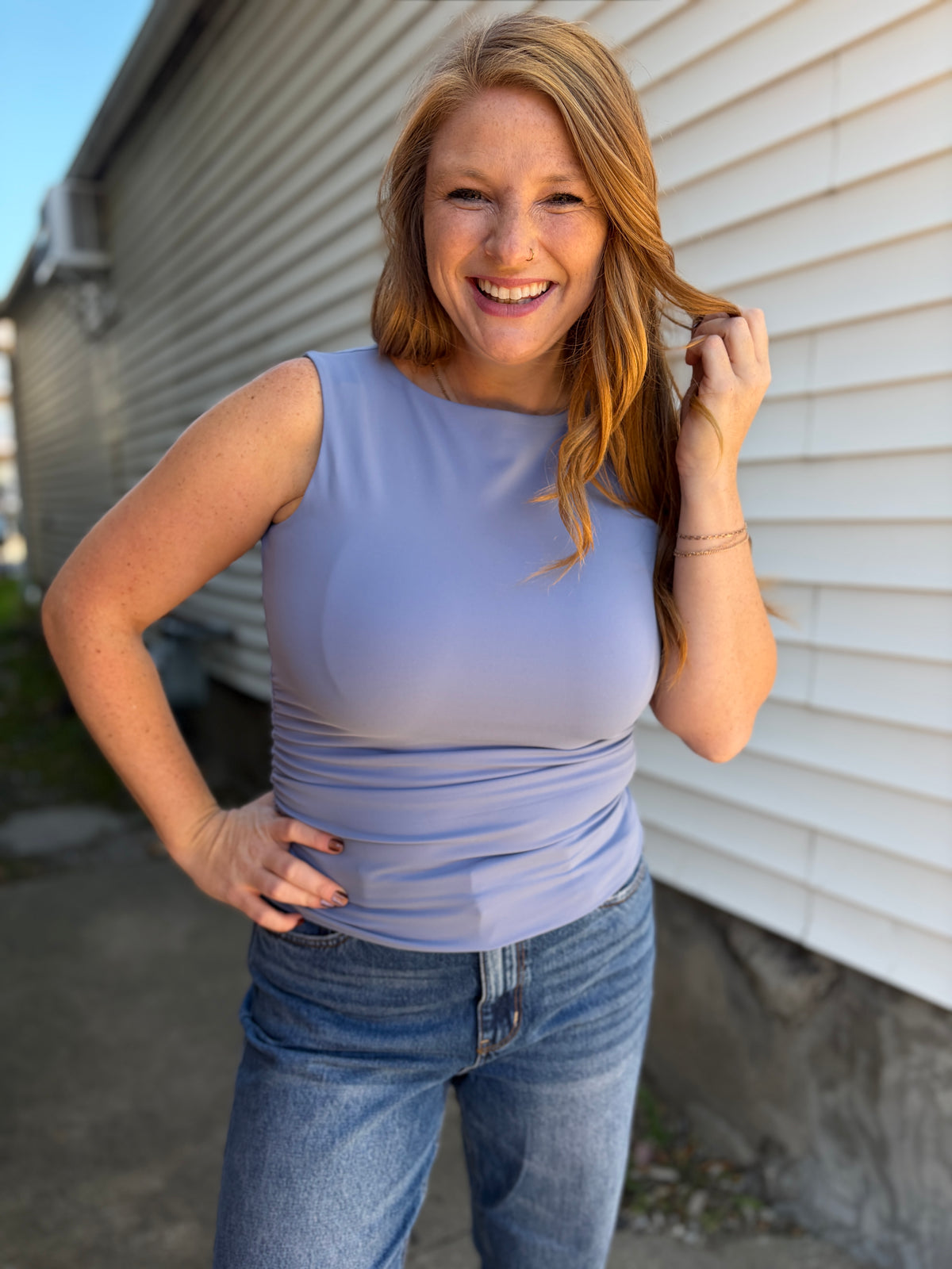 Slate Ruched Tank