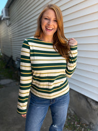 Green & Gold Stripe Long Sleeve