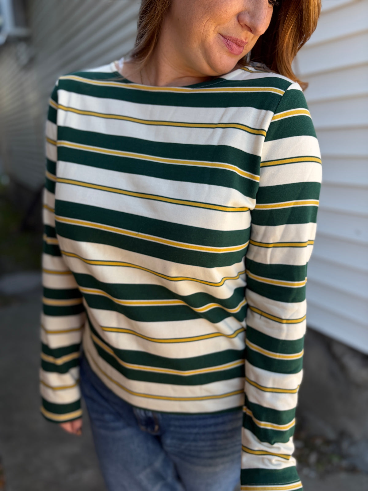Green & Gold Stripe Long Sleeve
