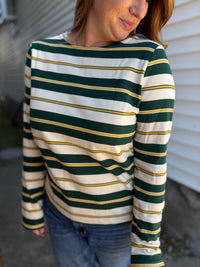 Green & Gold Stripe Long Sleeve