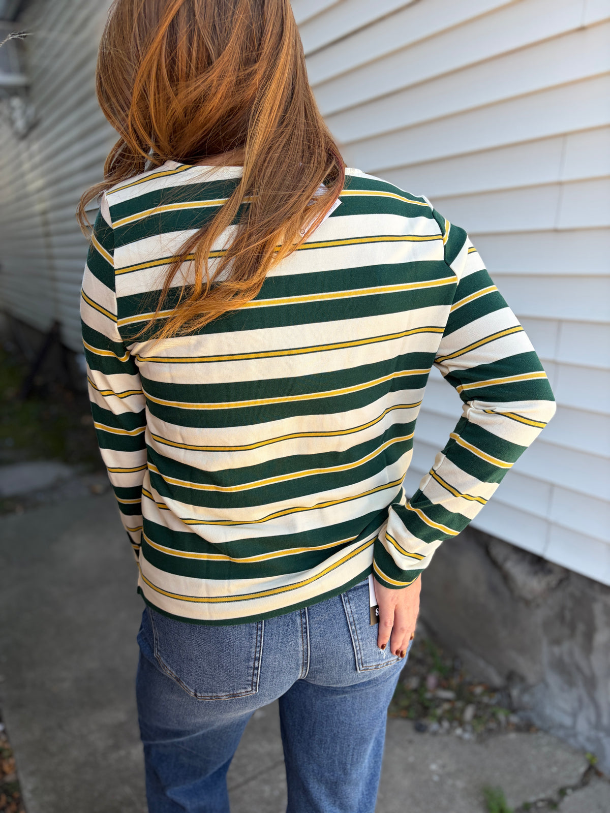 Green & Gold Stripe Long Sleeve