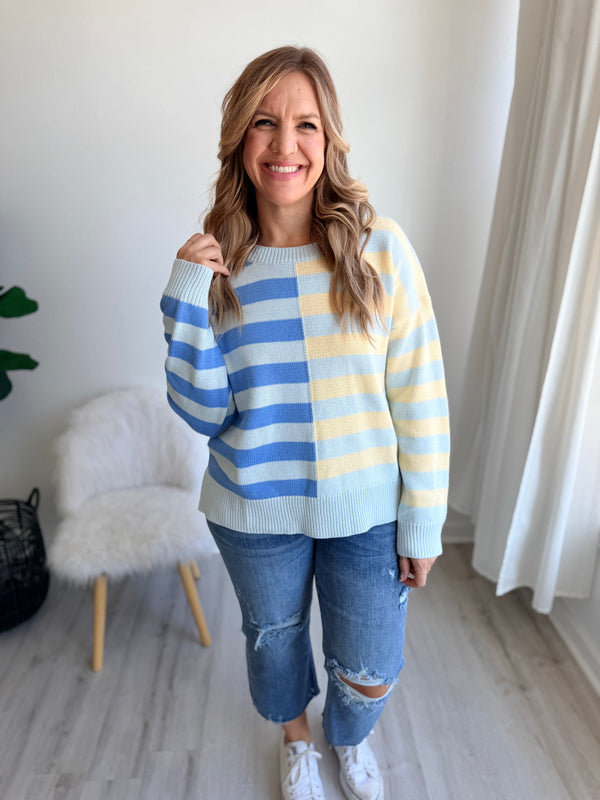 Seaside Breeze Striped Knit Sweater