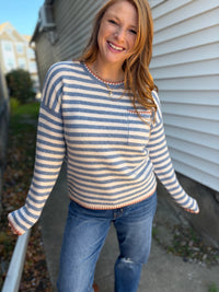 Rustic Blue Pocket Sweater