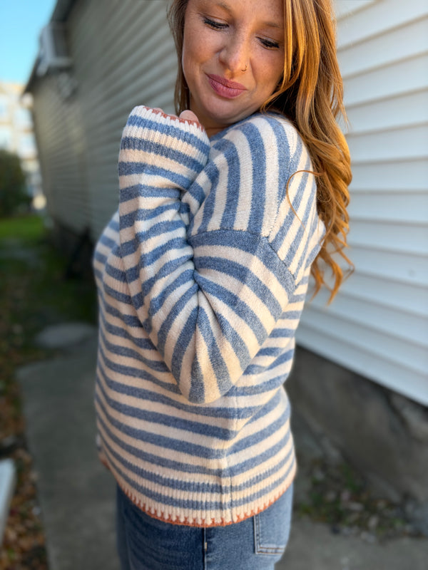 Rustic Blue Pocket Sweater