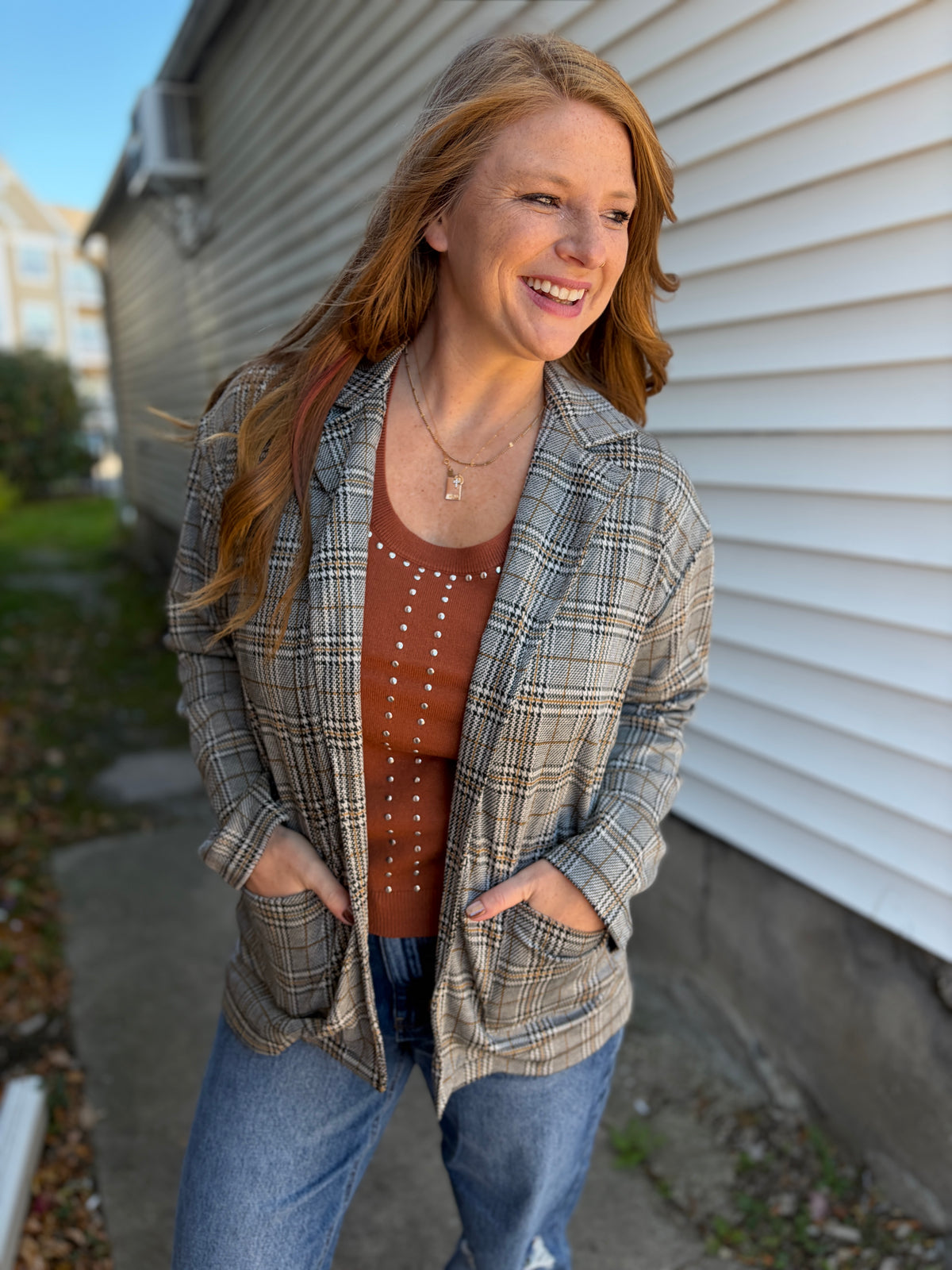 Grey Plaid Blazer