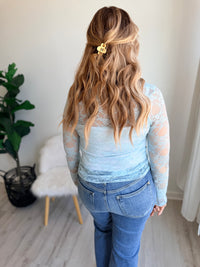 Lace Sheer Long Sleeve- Sky Blue
