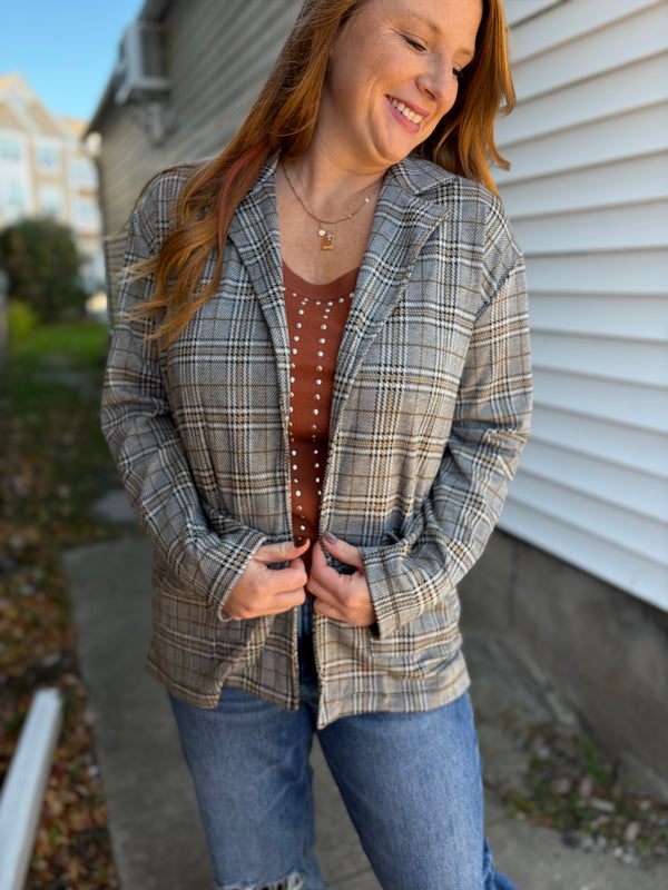 Grey Plaid Blazer