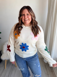 Ivory Rainbow Floral Sweater