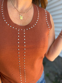 Copper Stud Sleeveless Top