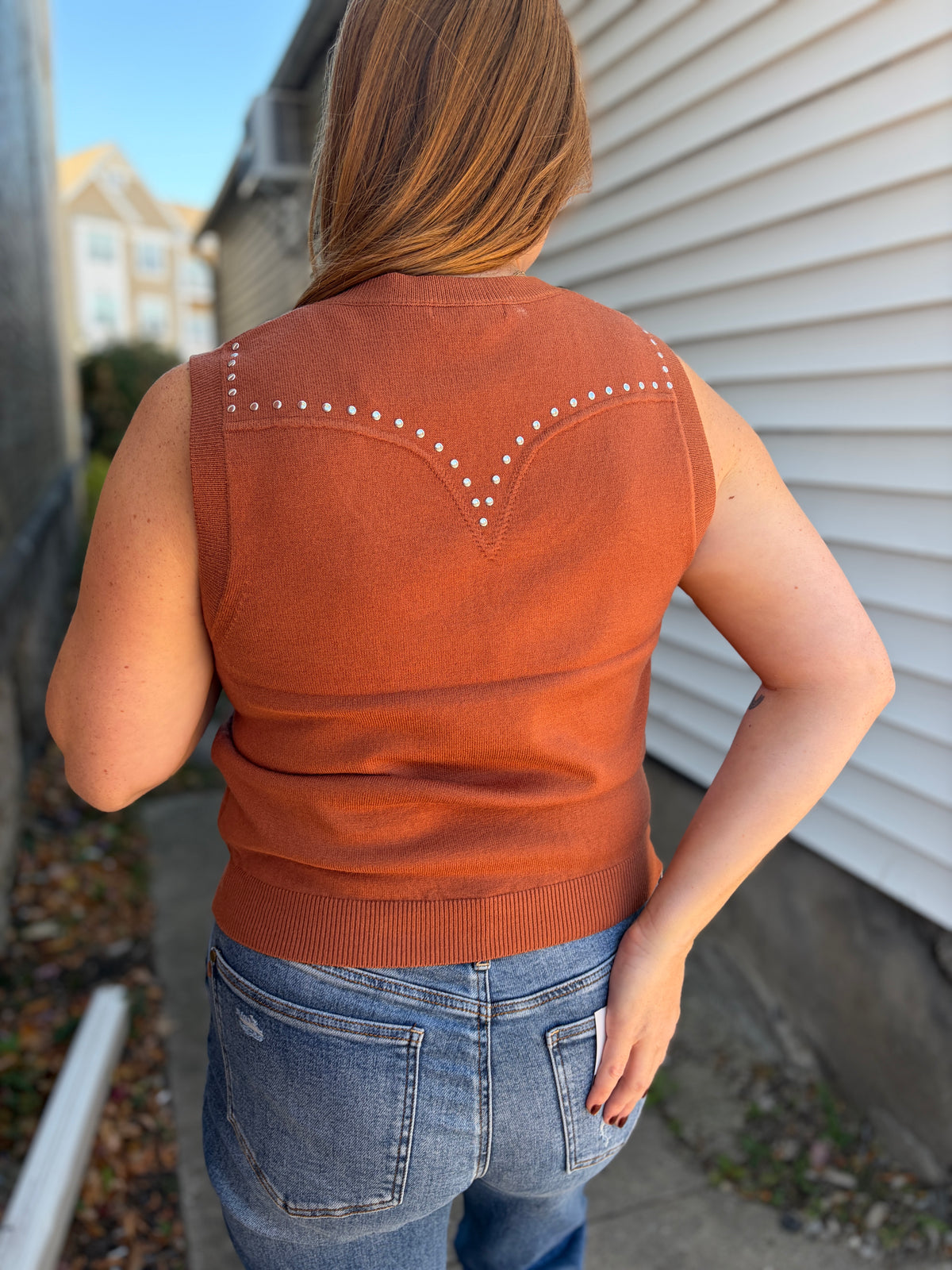 Copper Stud Sleeveless Top