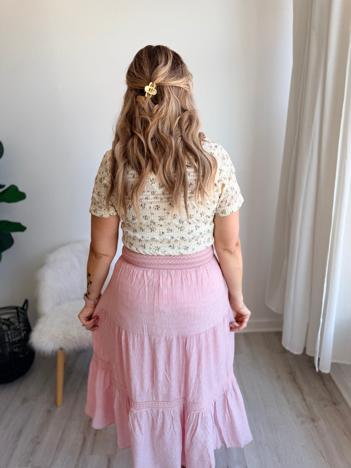Blush Meadow Tiered Maxi Skirt