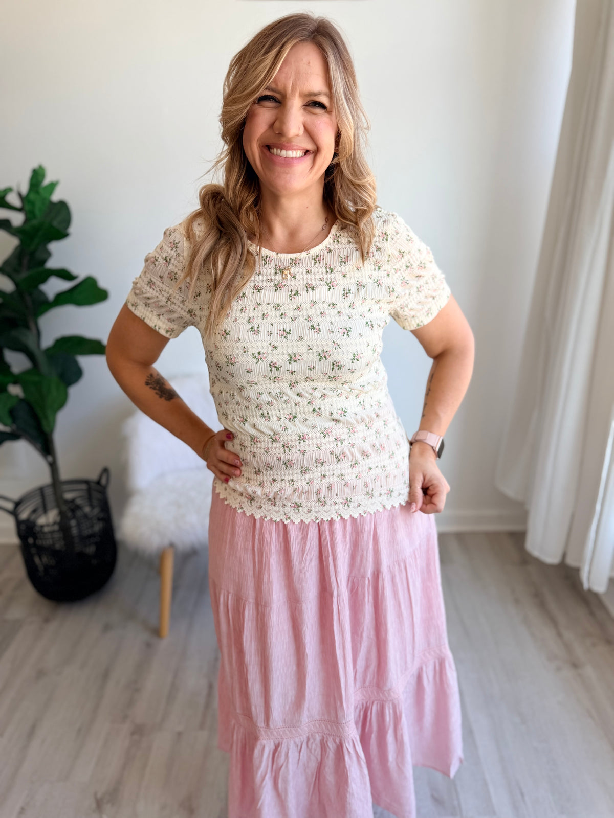 Petal Whisper Fitted Top