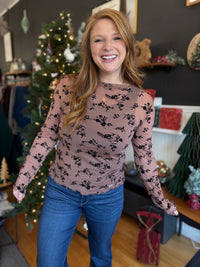 Mocha Velvet Mesh Long Sleeve