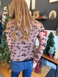 Mocha Velvet Mesh Long Sleeve