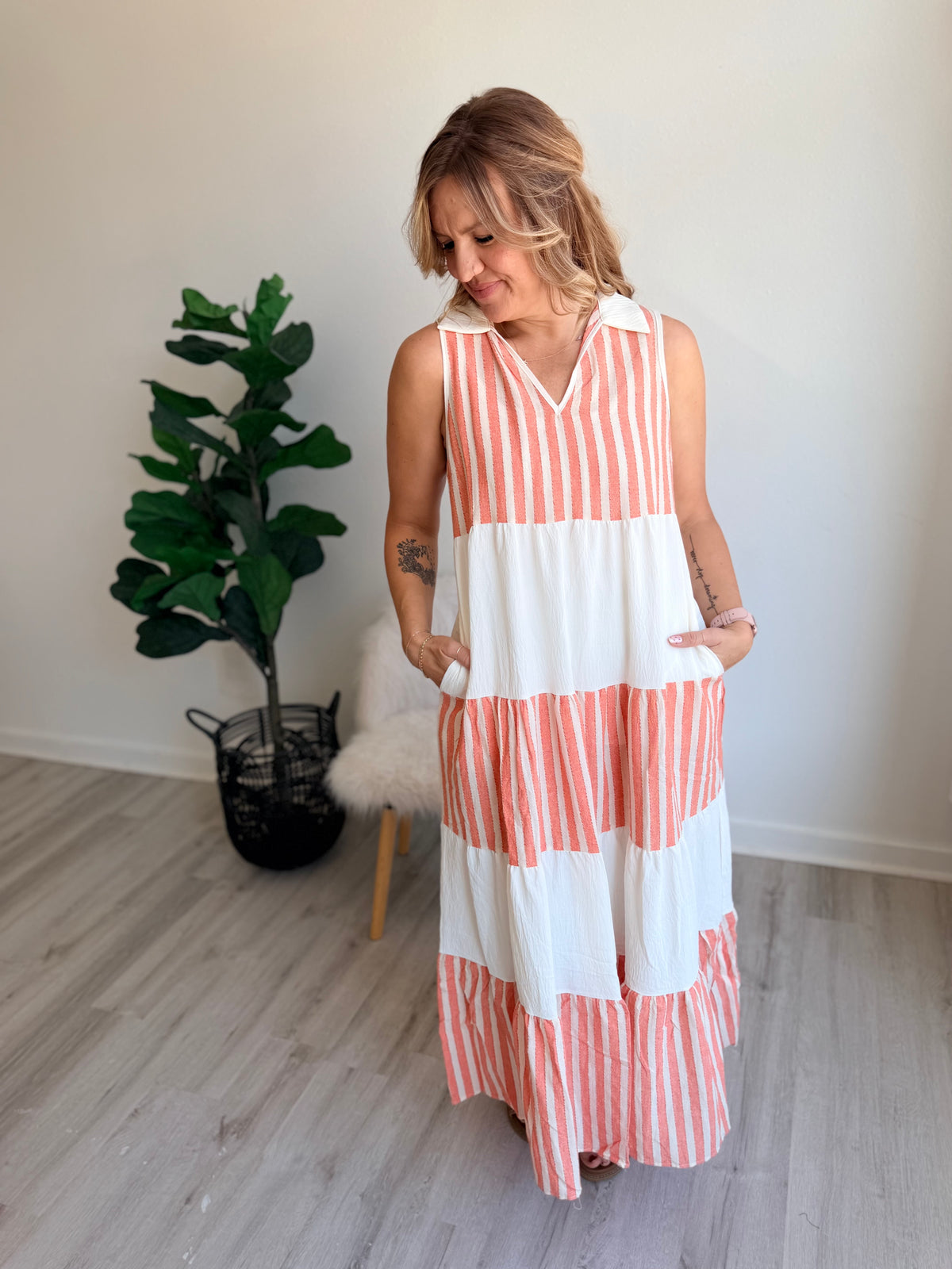 Coral Coast Tiered Maxi Dress