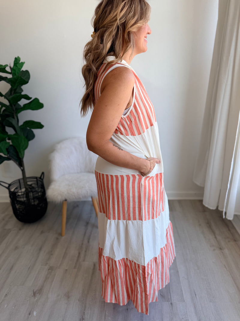 Coral Coast Tiered Maxi Dress