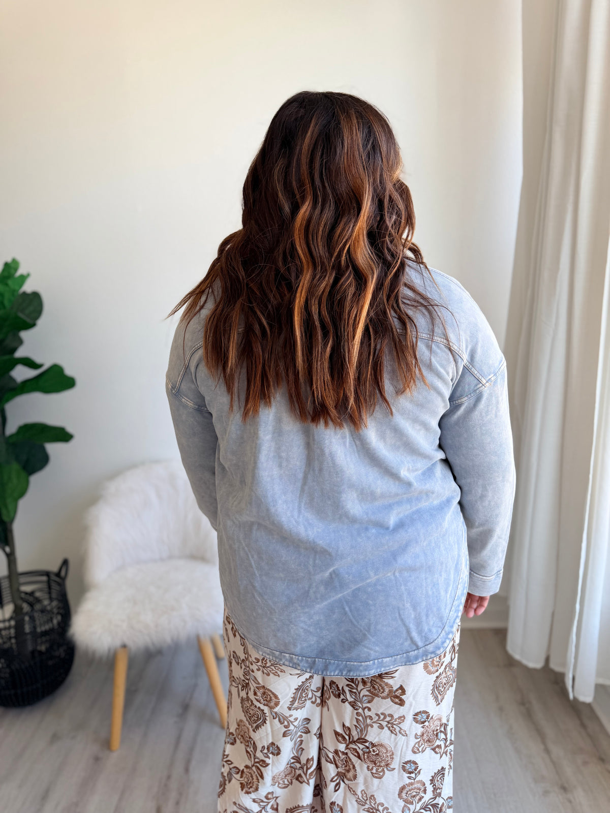 Acid Washed Button Up Shacket