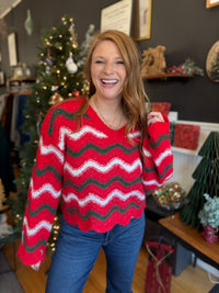Christmas Wavy Stripe Sweater