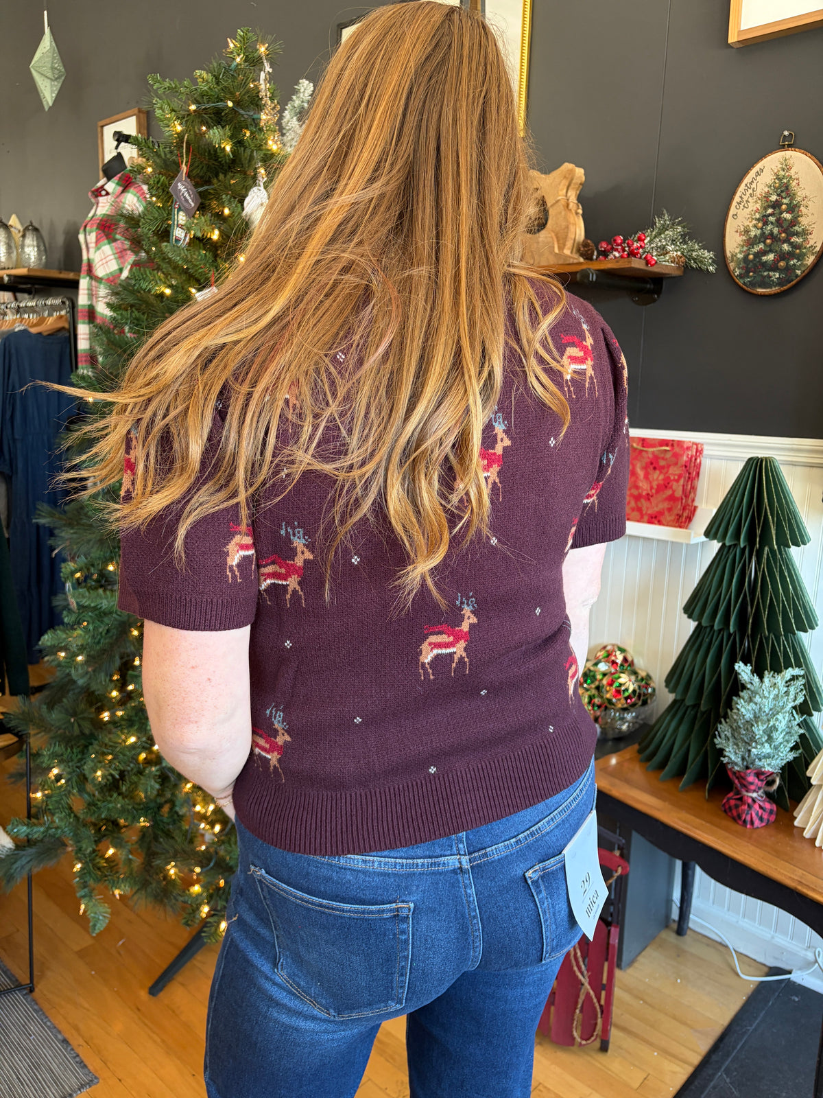 Reindeer Crossing Sweater Short Sleeve