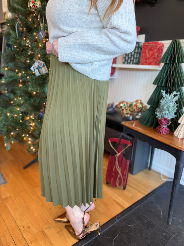 Olive Pleated Skirt