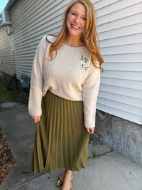 Olive Pleated Skirt