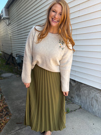 Olive Pleated Skirt