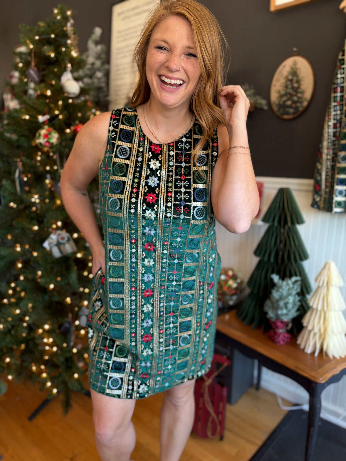 Noel Embroidered Sleeveless Dress