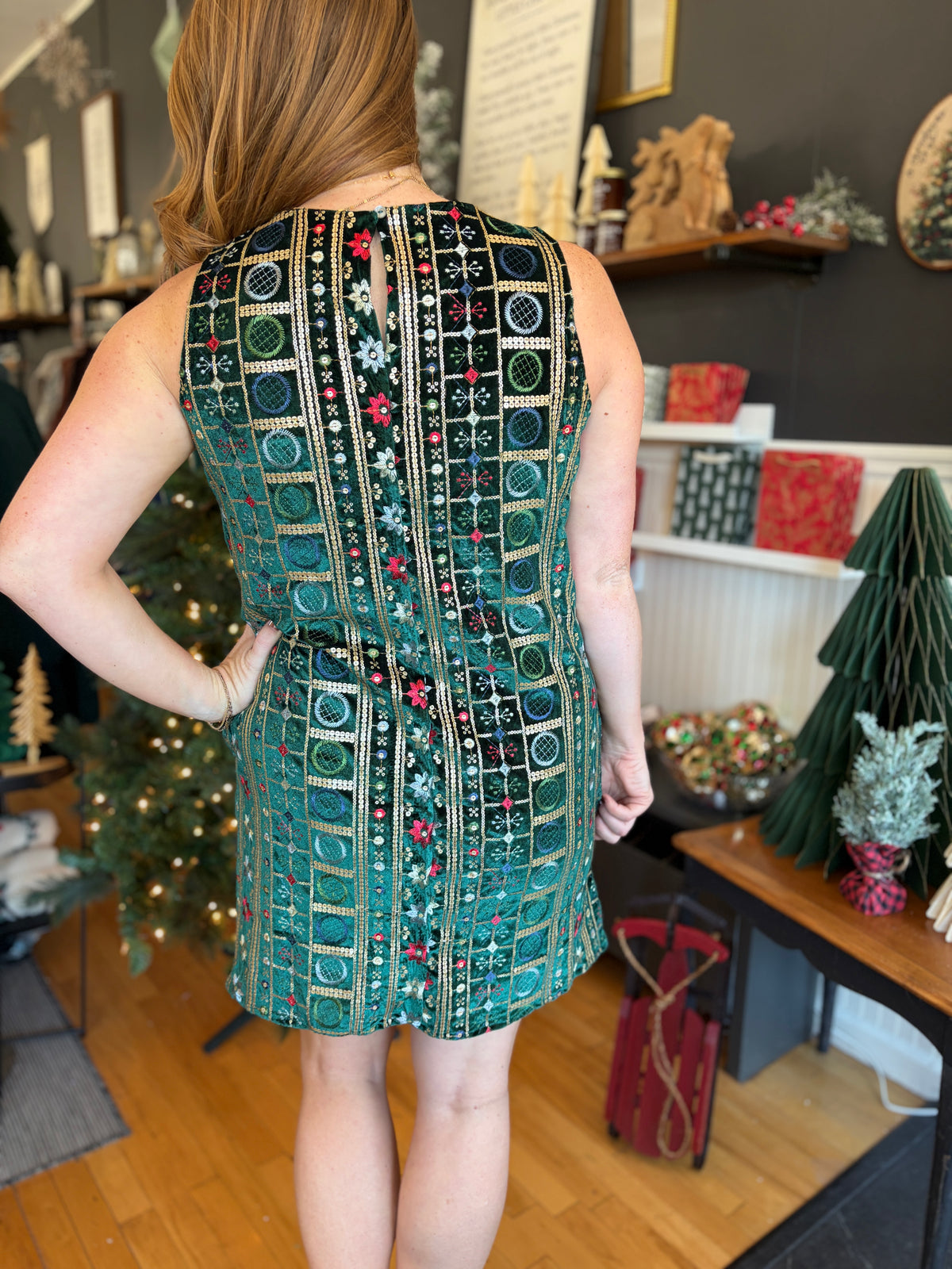 Noel Embroidered Sleeveless Dress