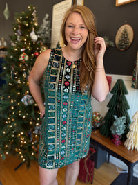 Noel Embroidered Sleeveless Dress