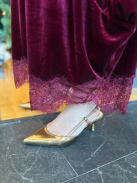 Wine Velvet Lace Balloon Pants