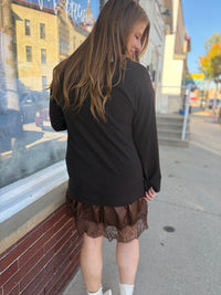 Brown Lace Trim Dress