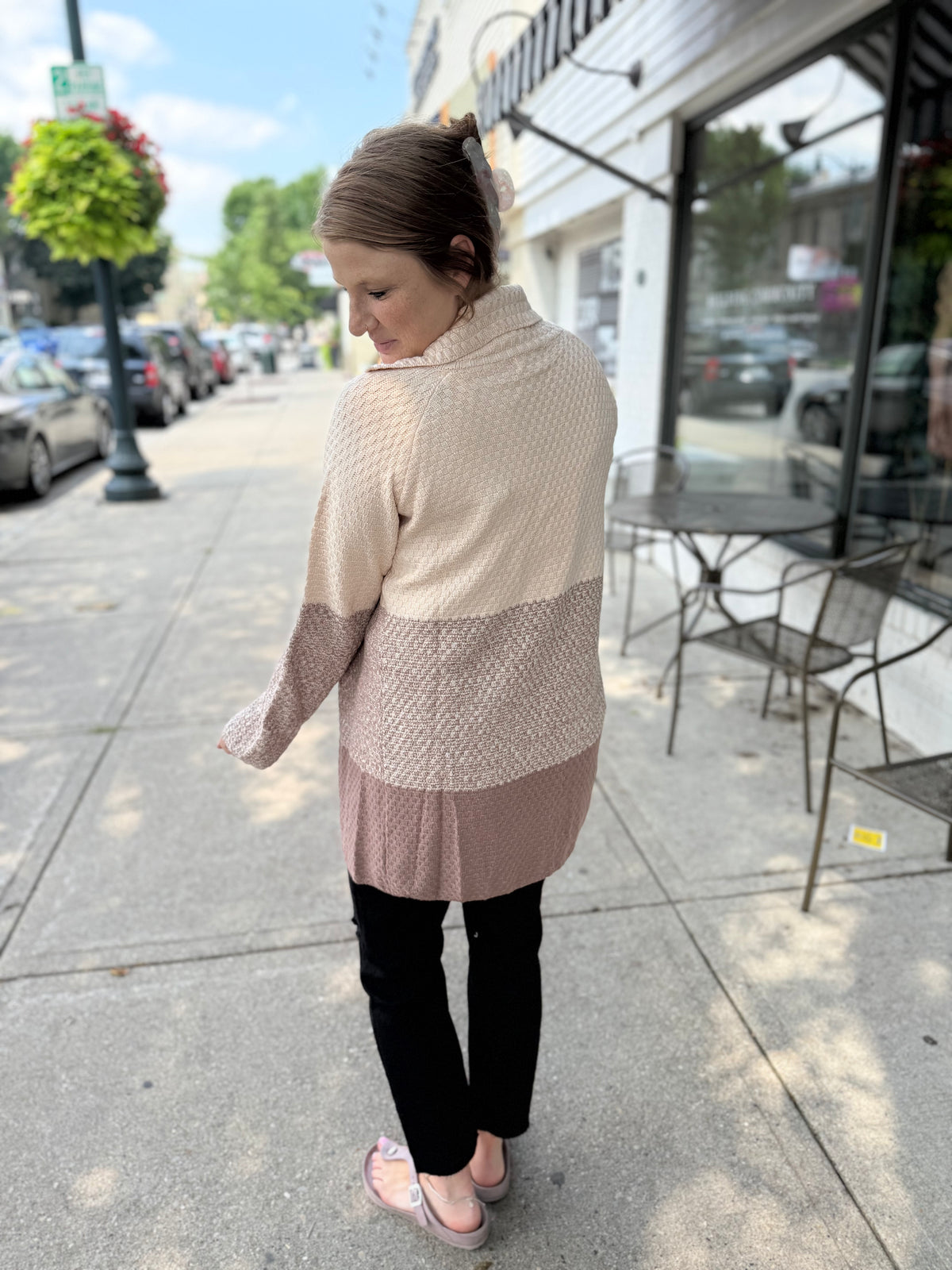 Mocha Striped Waffle Cardigan