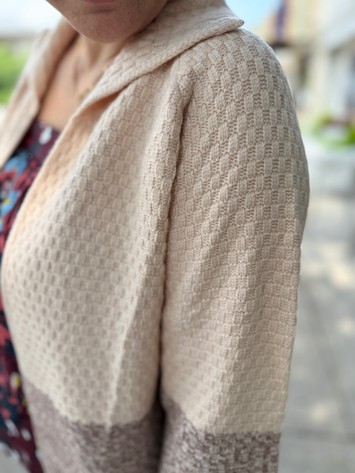 Mocha Striped Waffle Cardigan