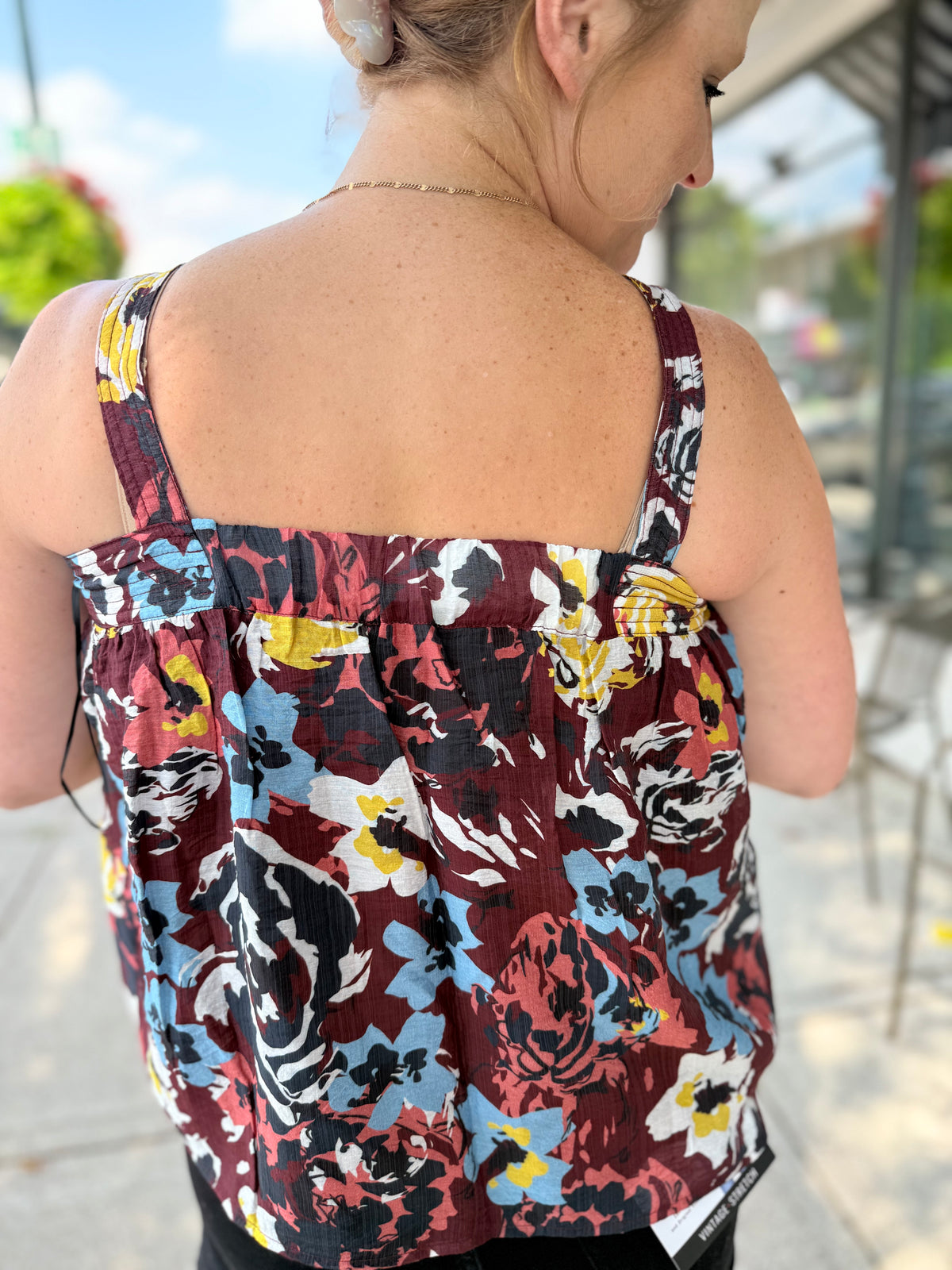 Burgundy Floral Tank Top