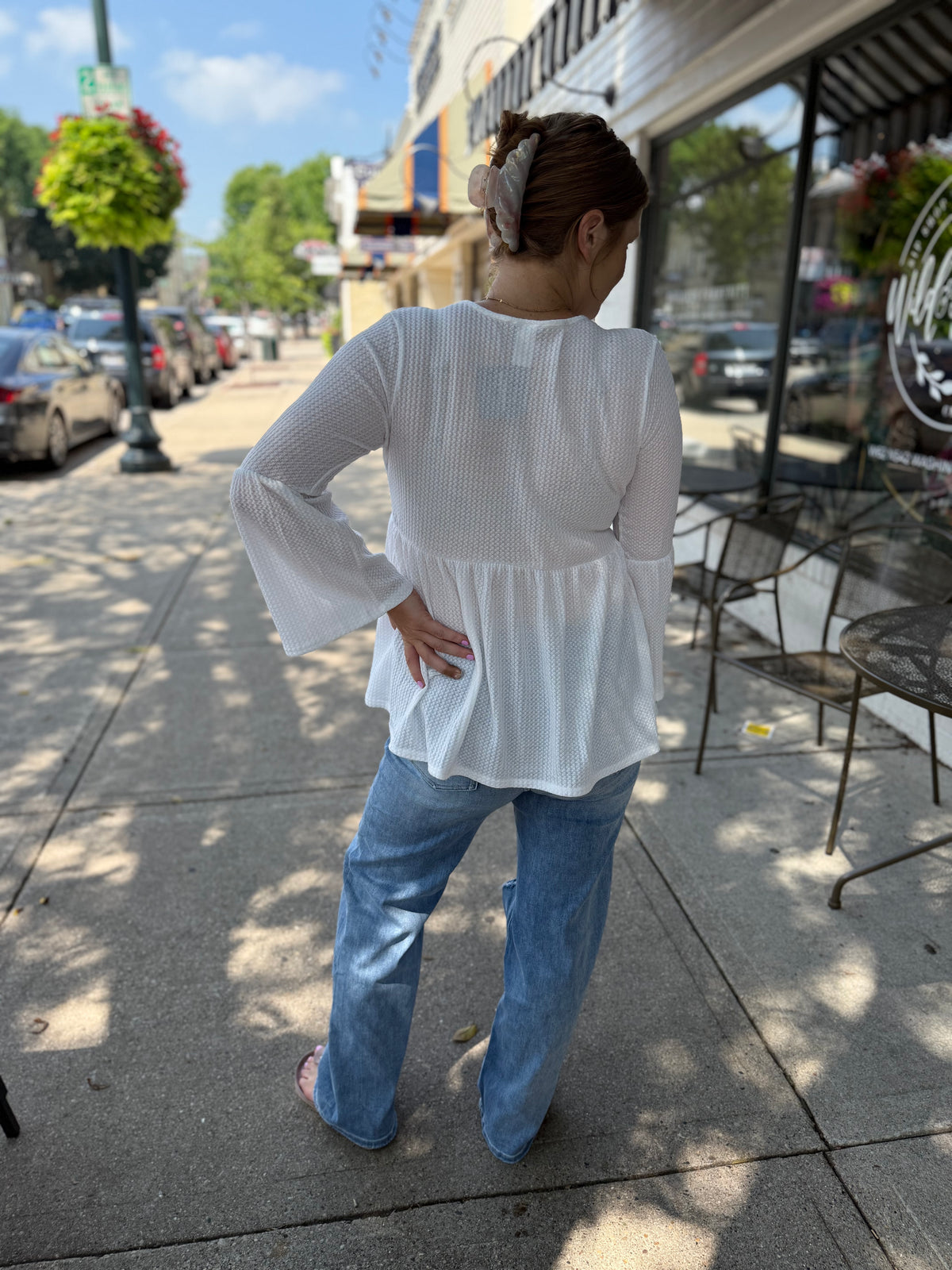 Waffle Babydoll Top - Ivory