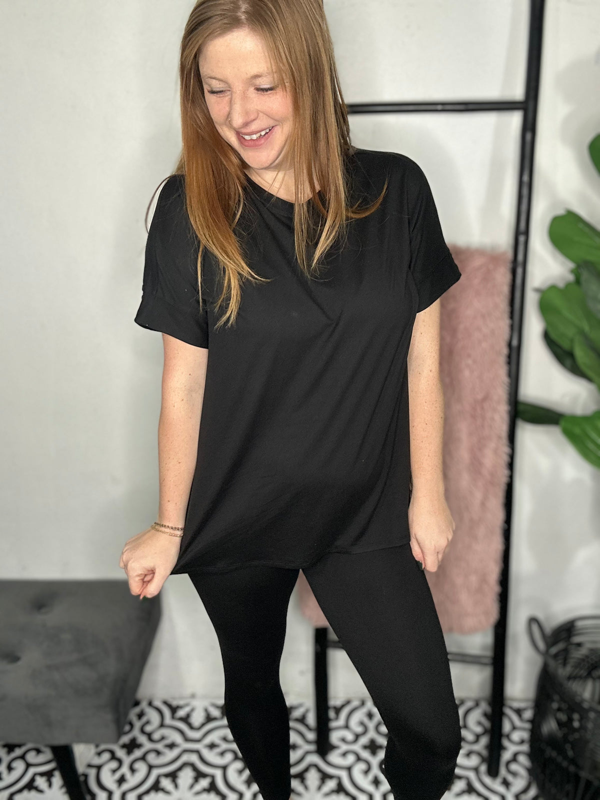 Buttery Tee + Legging Set - Black