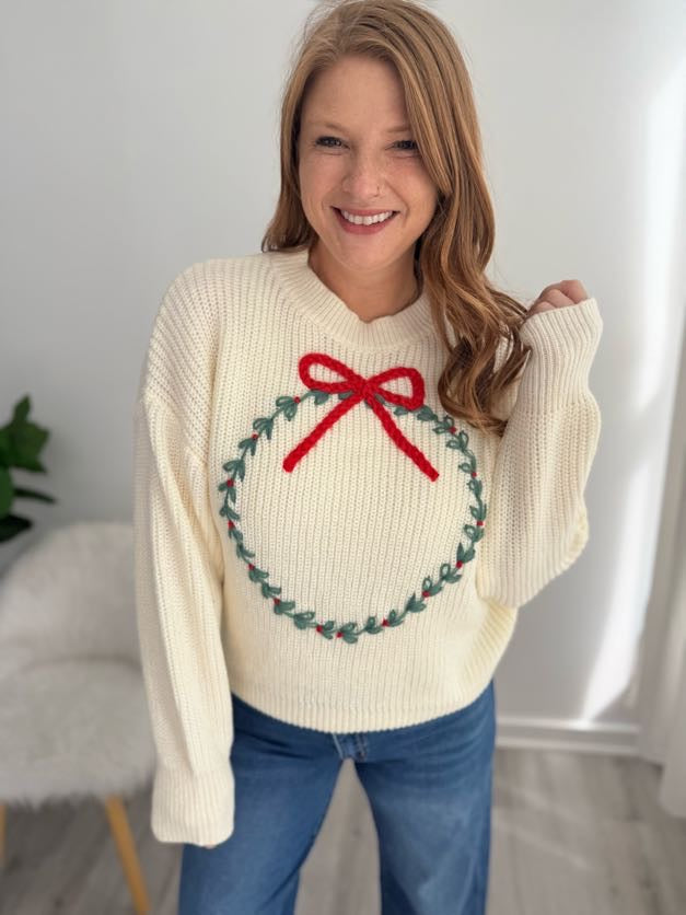 Christmas Wreath Knit Sweater