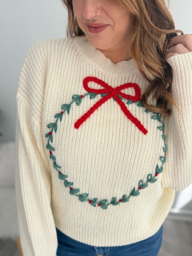 Christmas Wreath Knit Sweater