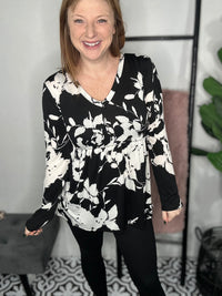 Black & White Floral Tunic Top - NC