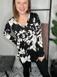 Black & White Floral Tunic Top - NC